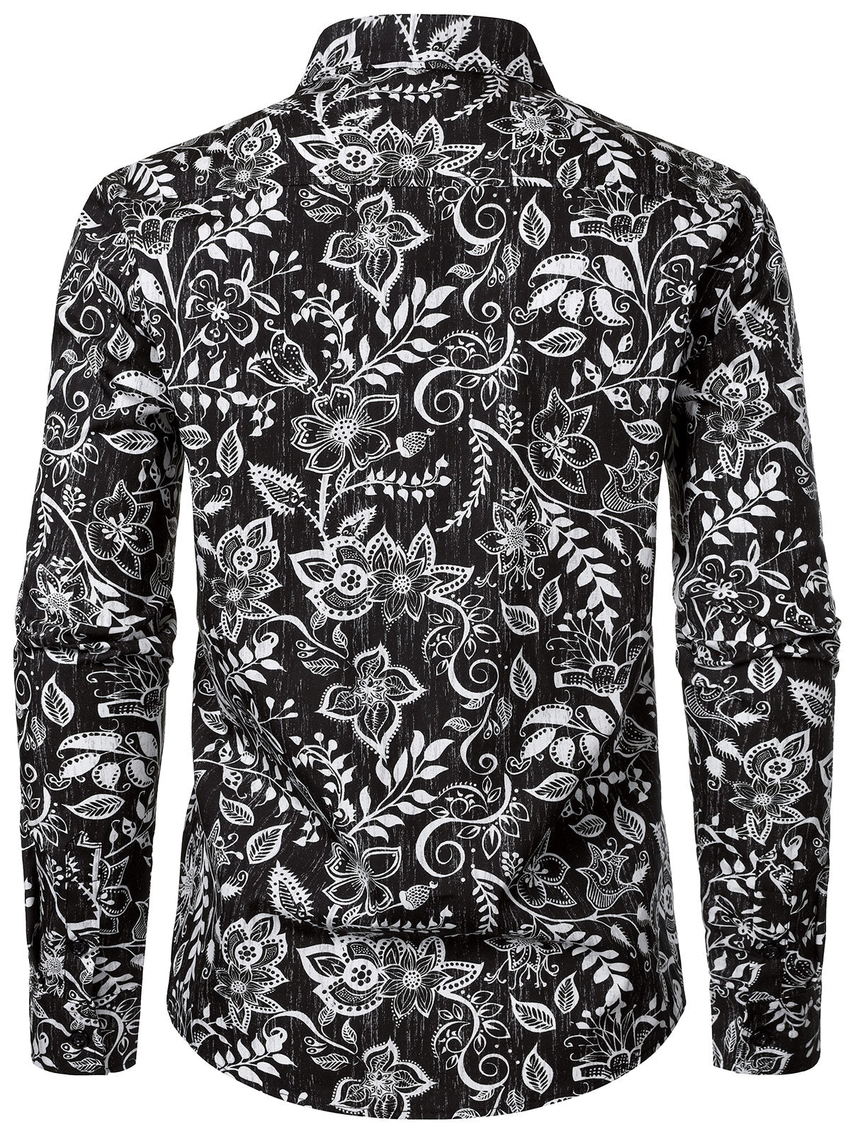 Men's Floral Black Breathable Retro Long Sleeve Shirt