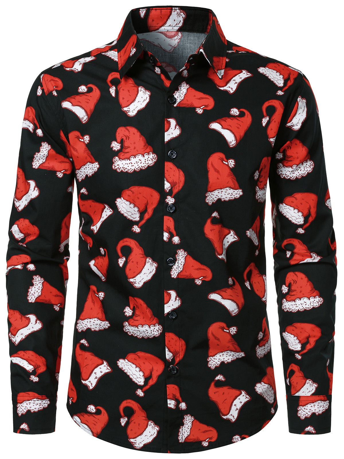 Men's Funny Santa Hat Print Holiday Shirt