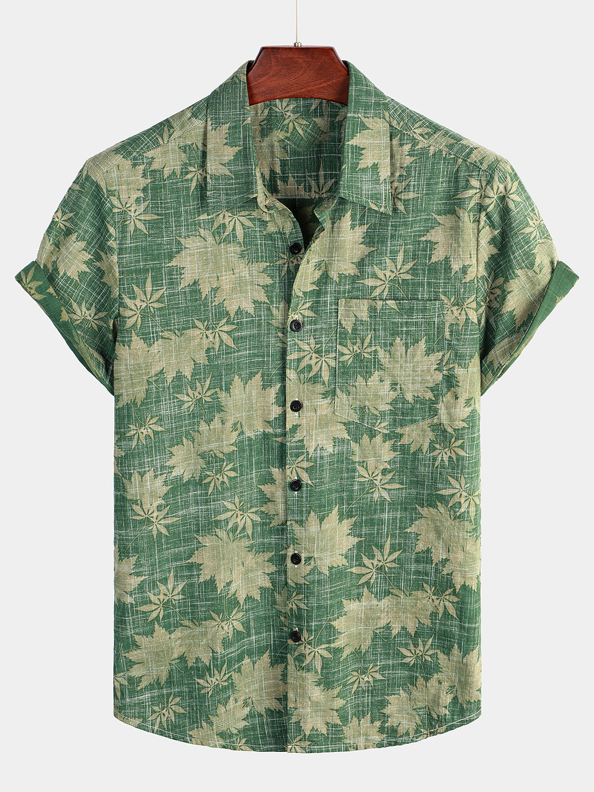 Men's Casual Holiday Leaf Summer Pocket Hawaiian Retro Shirt