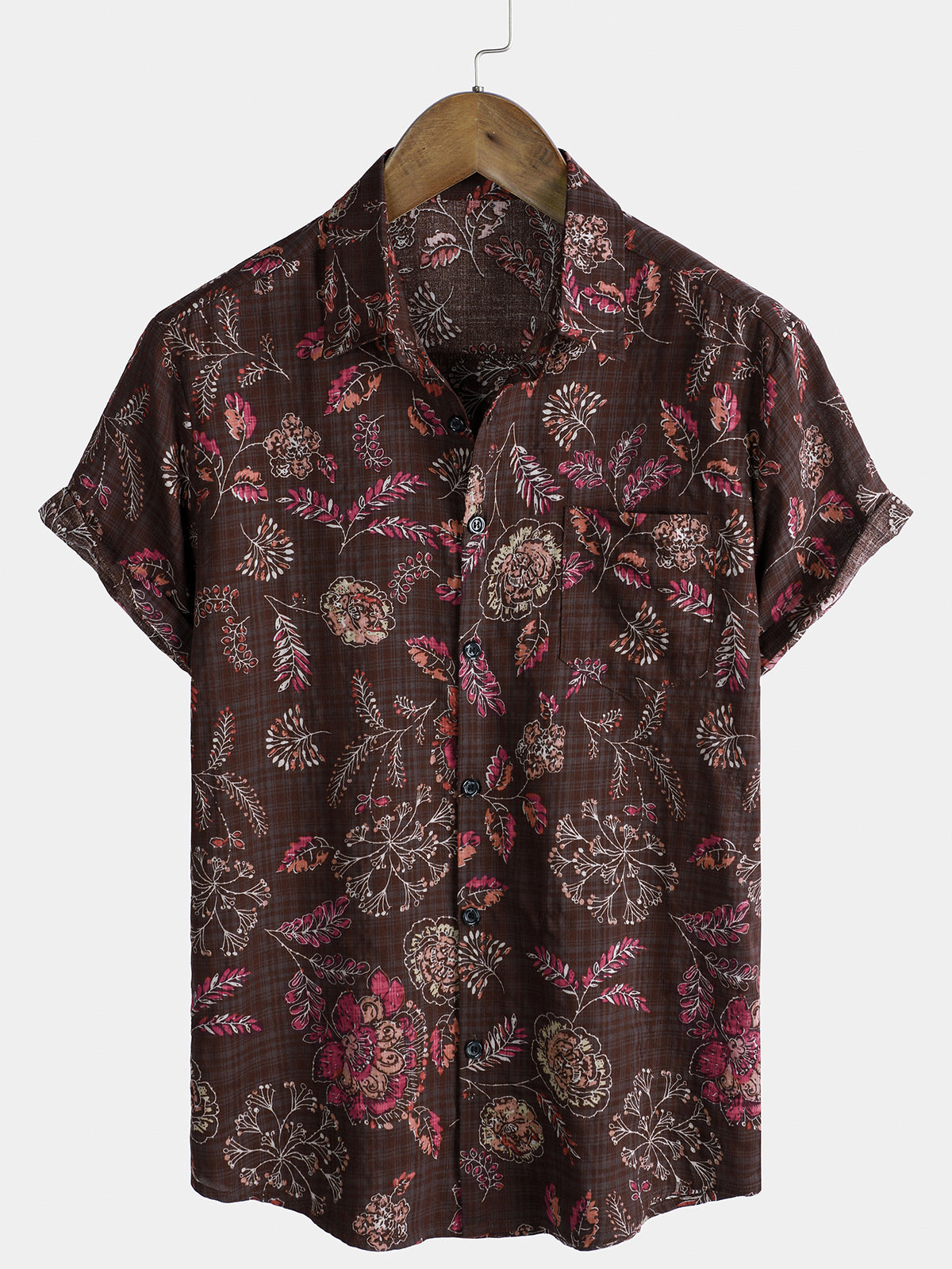 Men's Floral Print Vintage Holiday Breathable Short Sleeve Shirt
