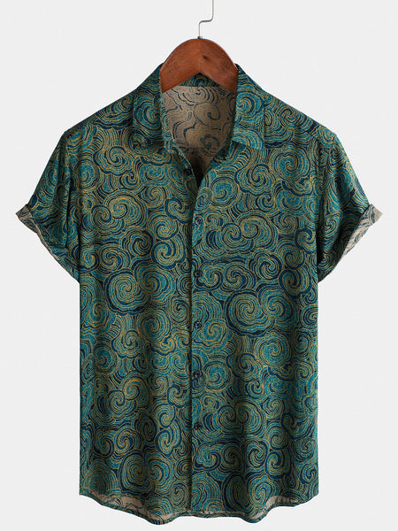 Men's Casual Holiday Button Short Sleeve Shirt