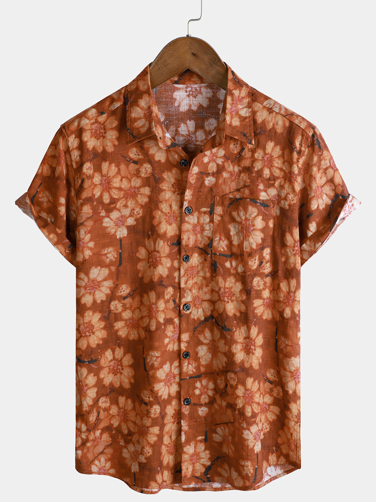 Men's Floral Print Summer Short Sleeve Hawaiian Shirt