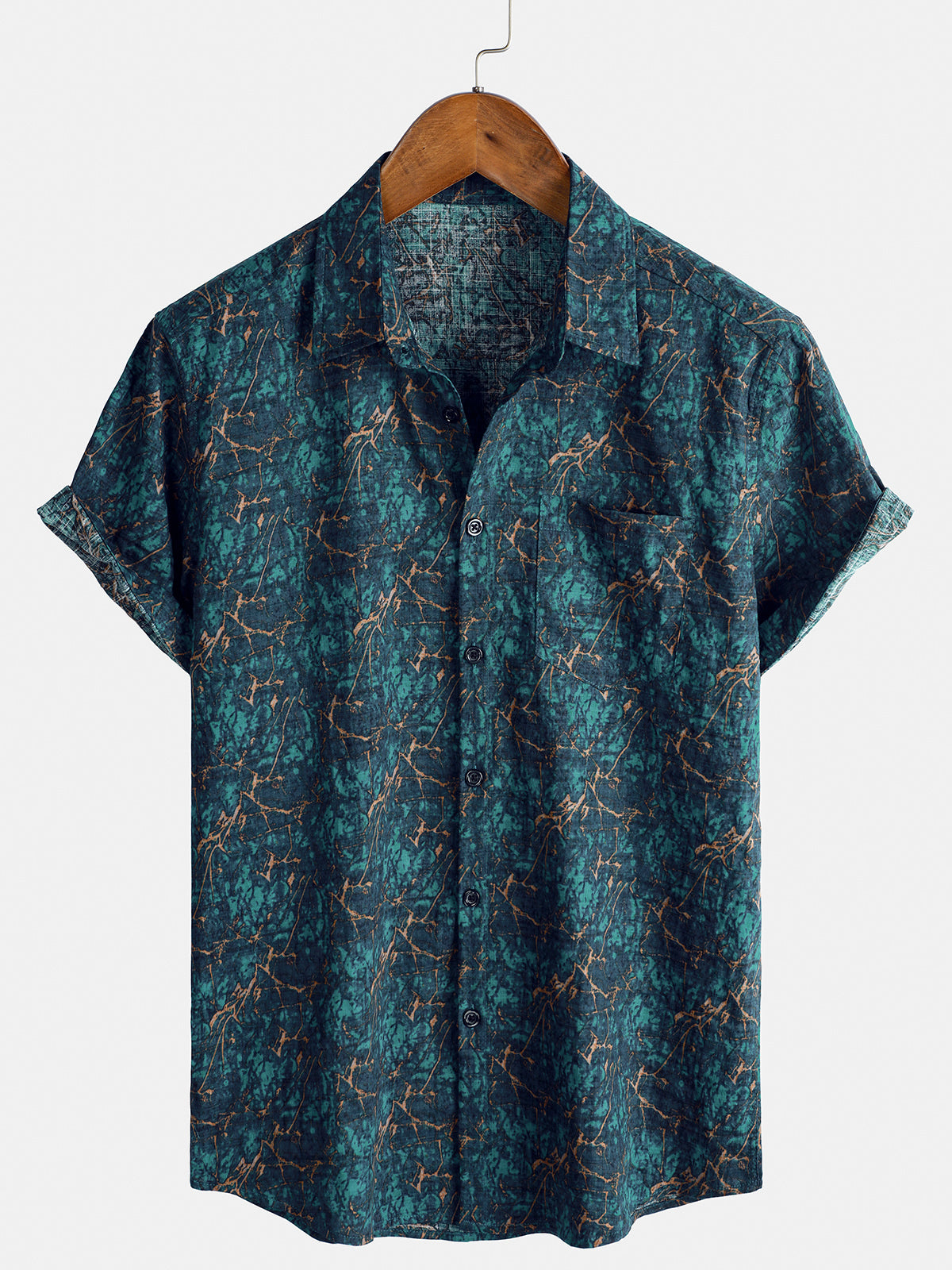 Men's Holiday Casual Breathable Pocket Short Sleeve Shirt