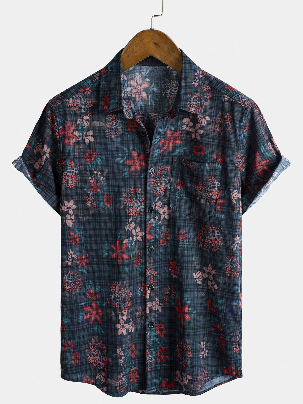 Men's Vintage Tropical Floral Vacation Short Sleeve Shirt