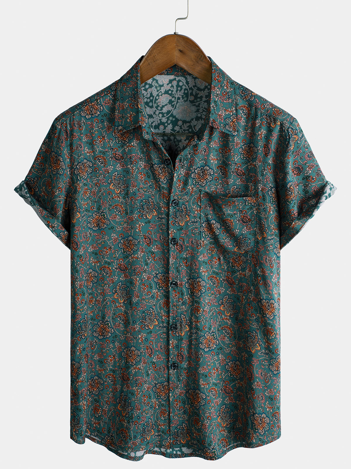 Men's Paisley Vintage Floral 70s Retro Soft Short Sleeve Shirt