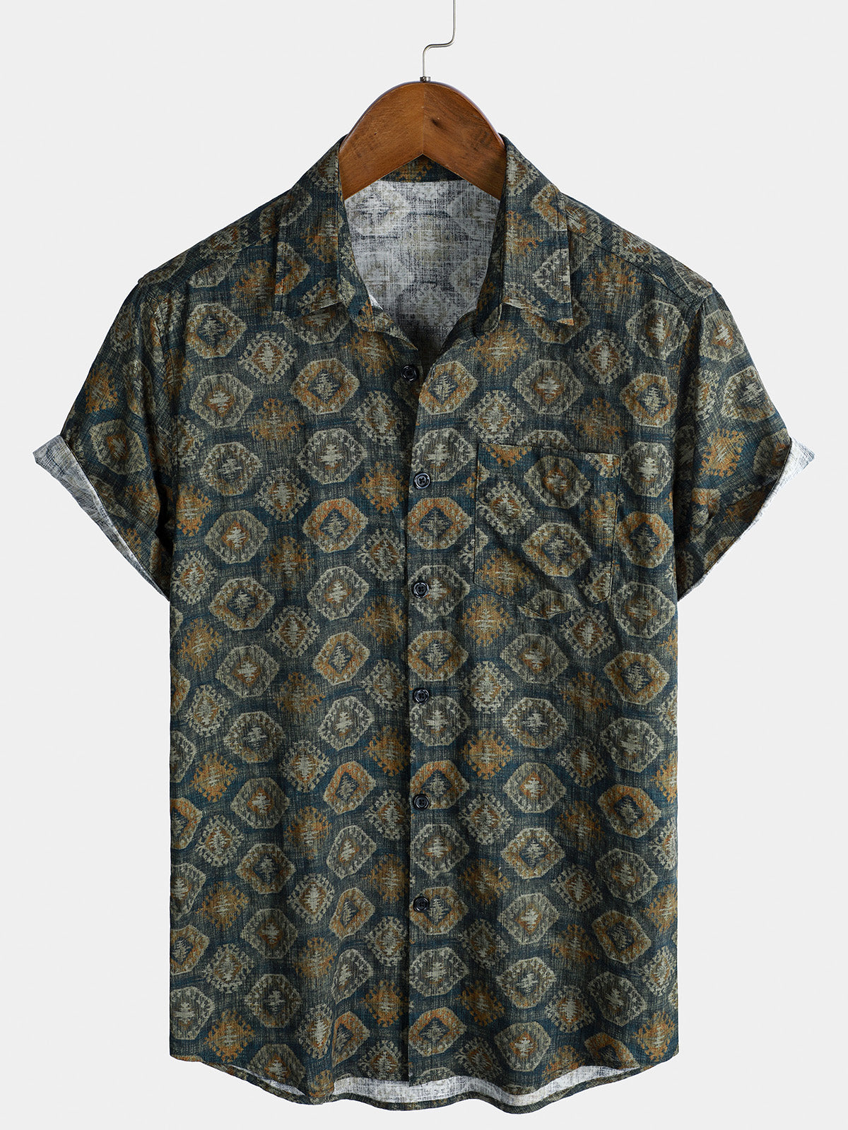 Men's Floral Print Button Short Sleeve Summer Hawaiian Shirt