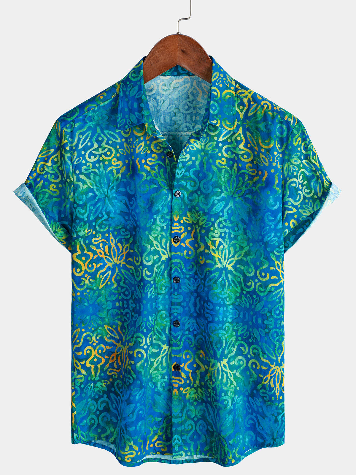 Mens Beach Summer Floral Short Sleeve Lightweight Cotton Hawaiian Shirt