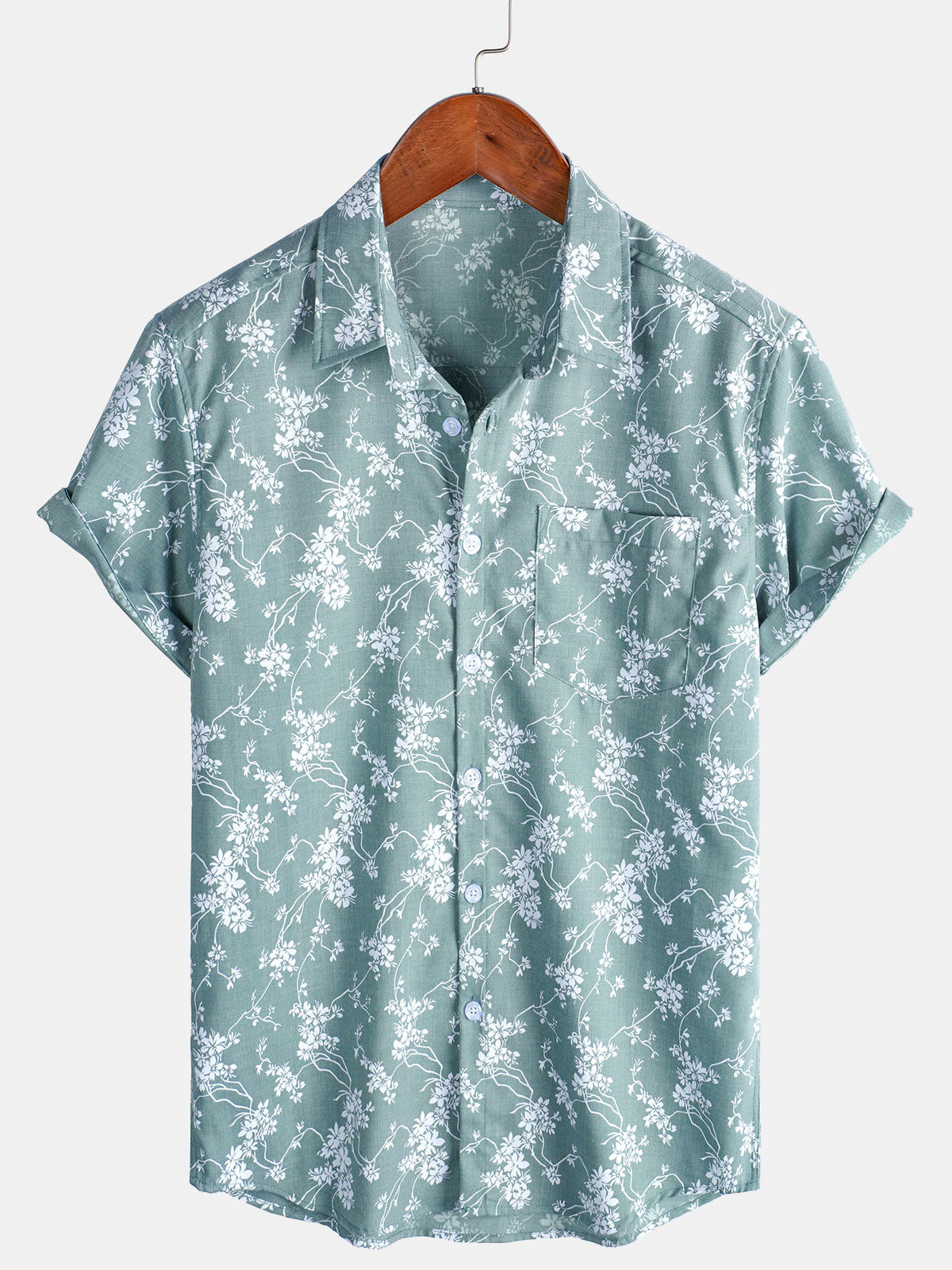 Men's Floral Short Sleeve Summer Breathable Button Up Shirt