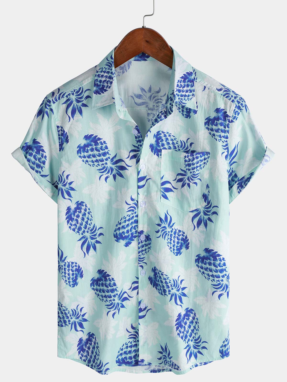 Men's Pineapple Print Summer Short Sleeve Shirt
