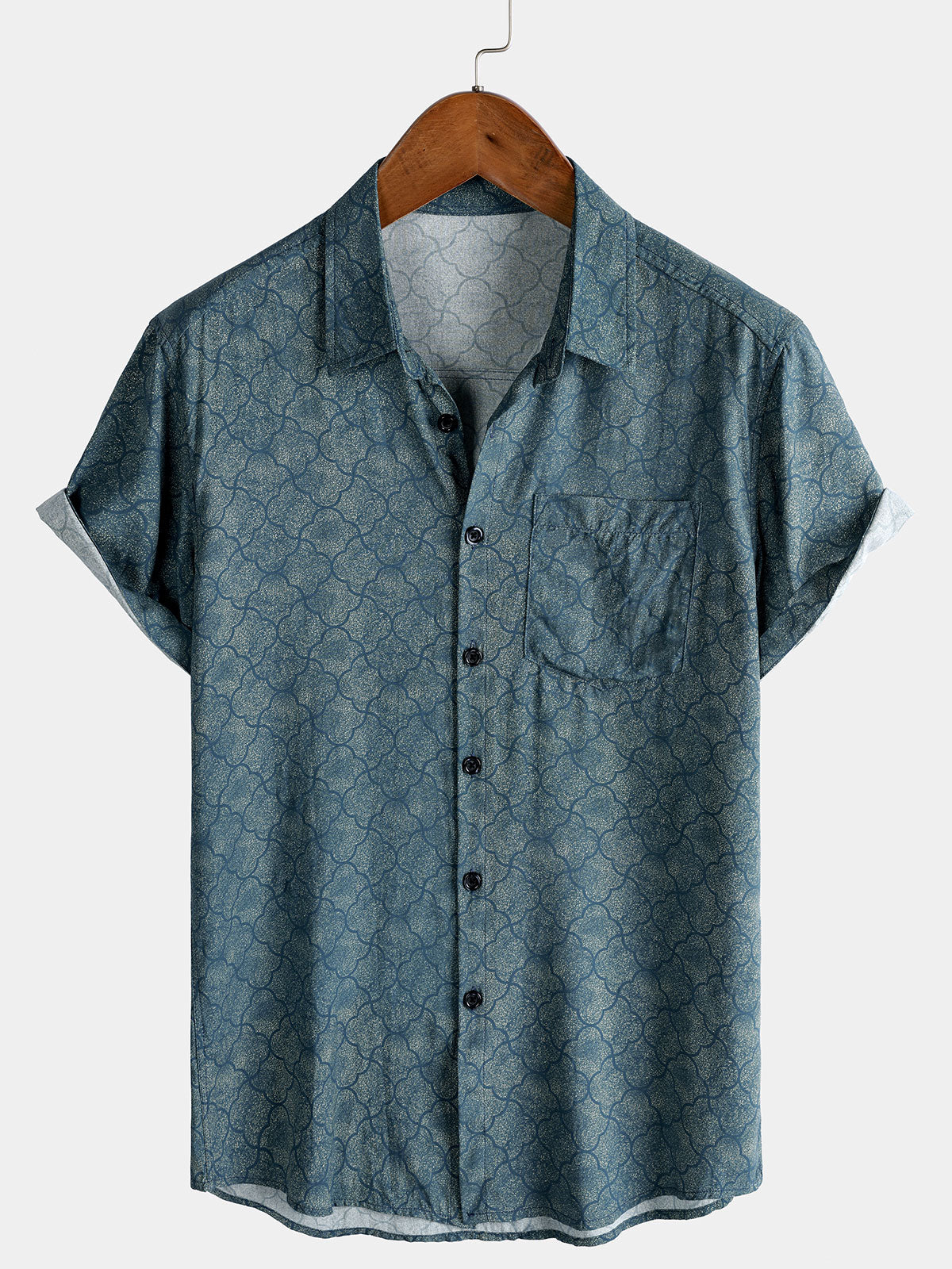 Men's Casual Summer Short Sleeve Retro Floral Shirt