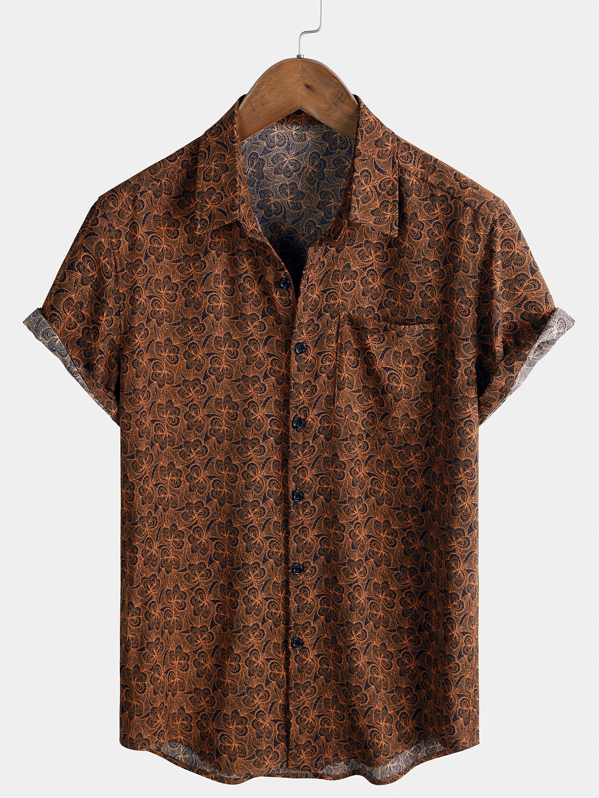 Men's Casual Floral Pattern Summer Soft Short Sleeve Shirt