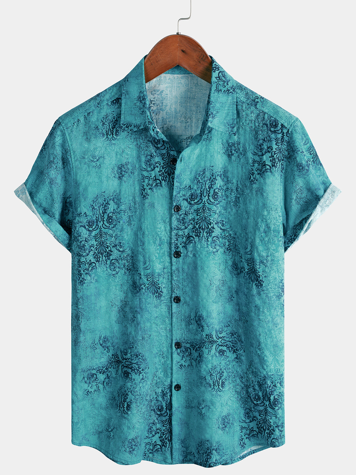 Men's Vintage Paisley Floral Summer Button Soft Short Sleeve Shirt