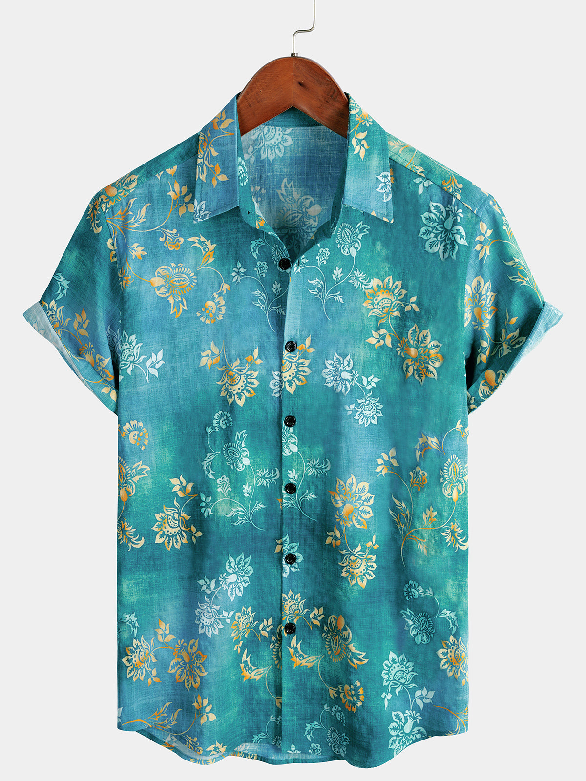 Men's Vintage Floral Print Beach Holiday Short Sleeve Hawaiian Shirt