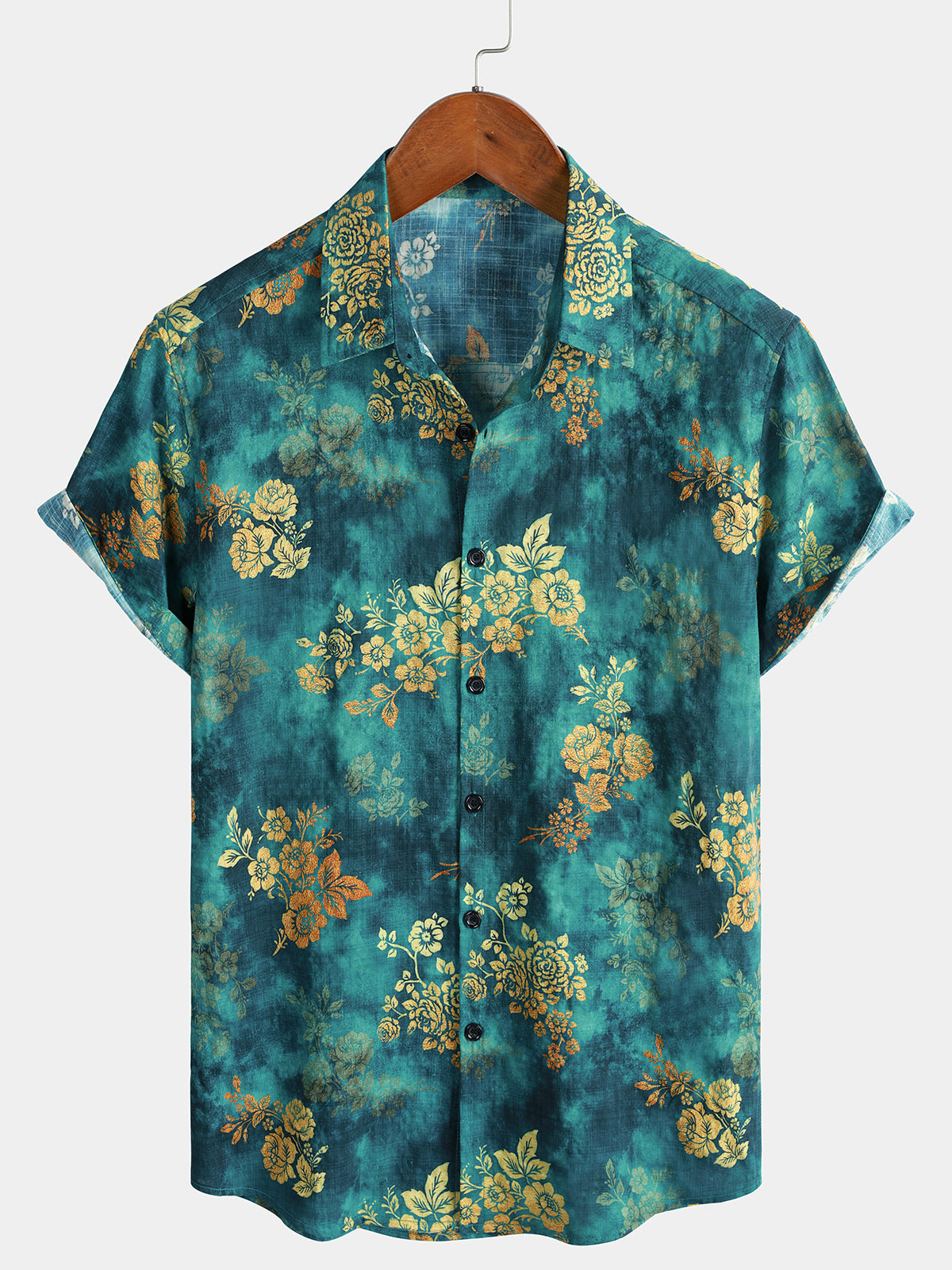 Men's Beach Vacation Flower Tropical Short Sleeve Hawaiian Shirt