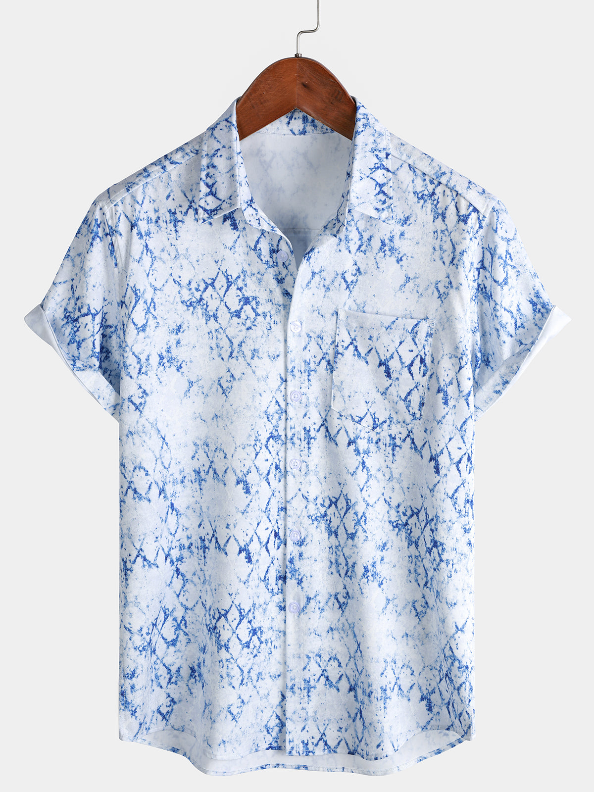 Men's Retro Abstract Art Print Vintage Hawaiian Short Sleeve Shirt