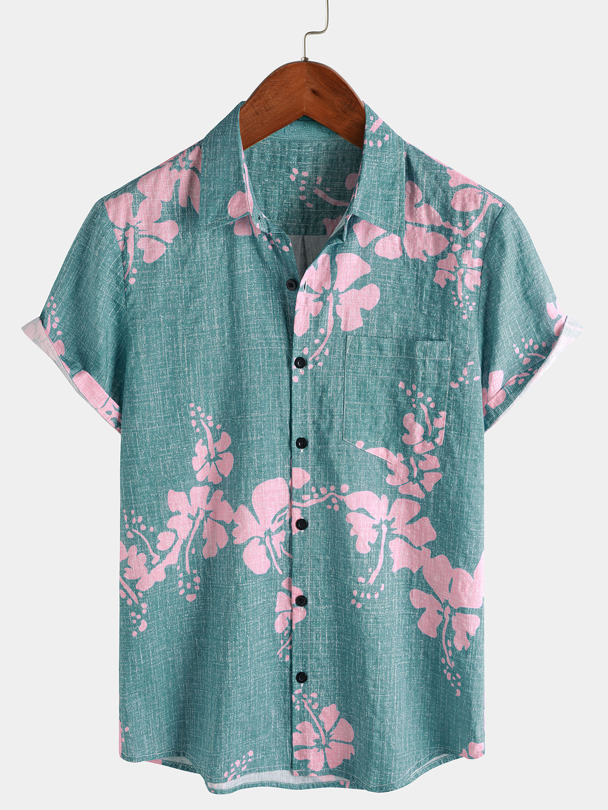 Men's Floral Holiday Button Up Summer Soft Short Sleeve Shirt