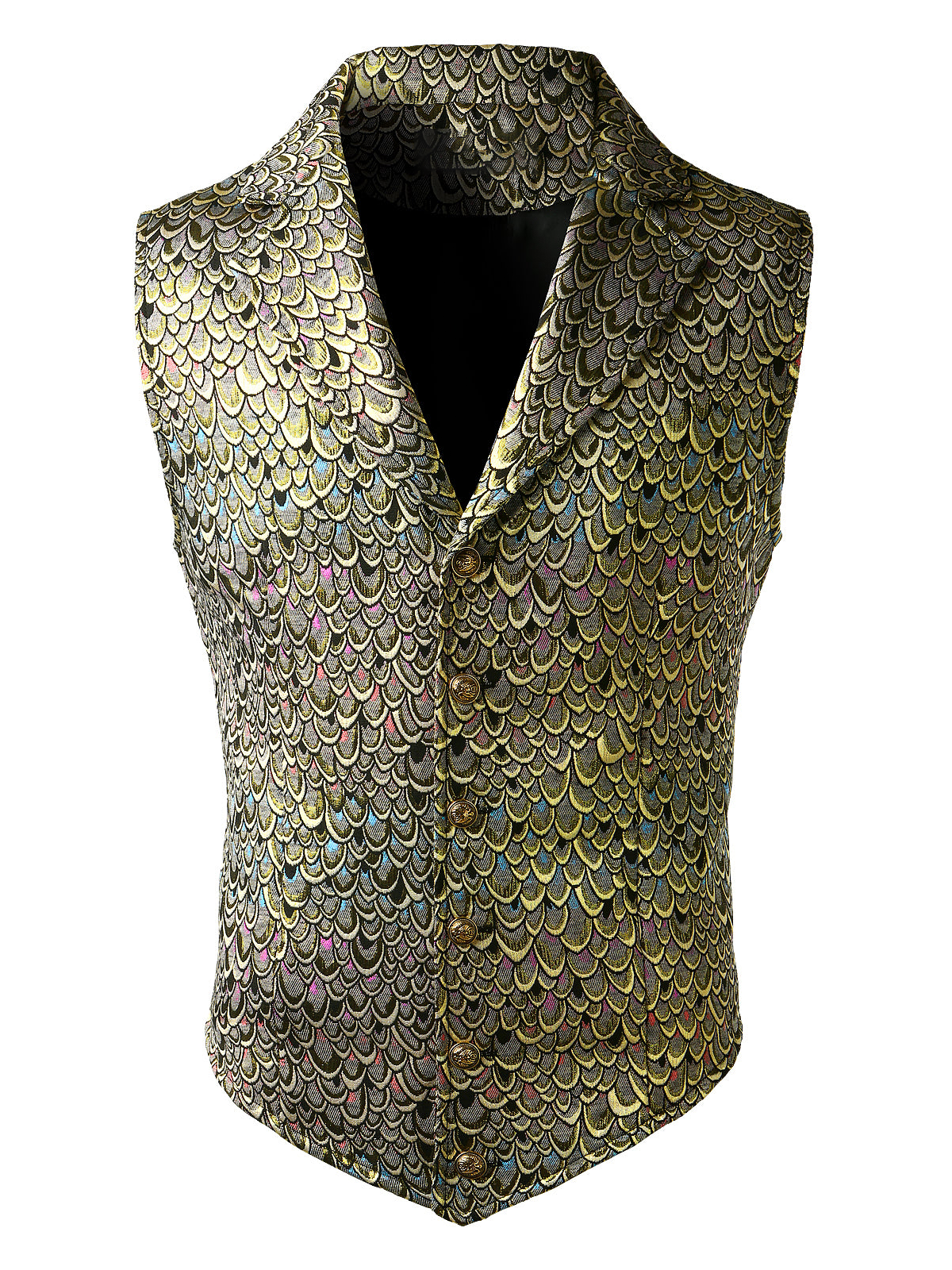 Mens Victorian Suit Vest Steampunk Gothic Waistcoat Golden Vest