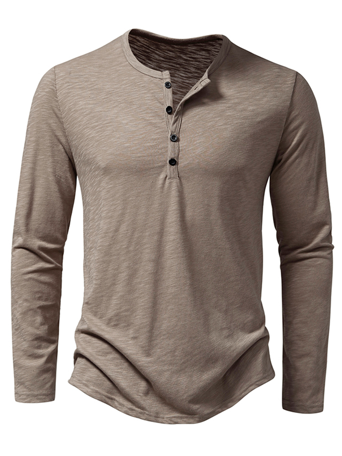 Men's Henley Collar Casual Tee Solid Color T-Shirt