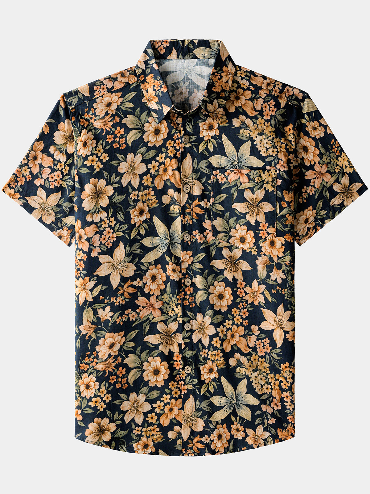 Men’s Floral Short Sleeve Button Down Breathable Cool Resort Summer Shirt
