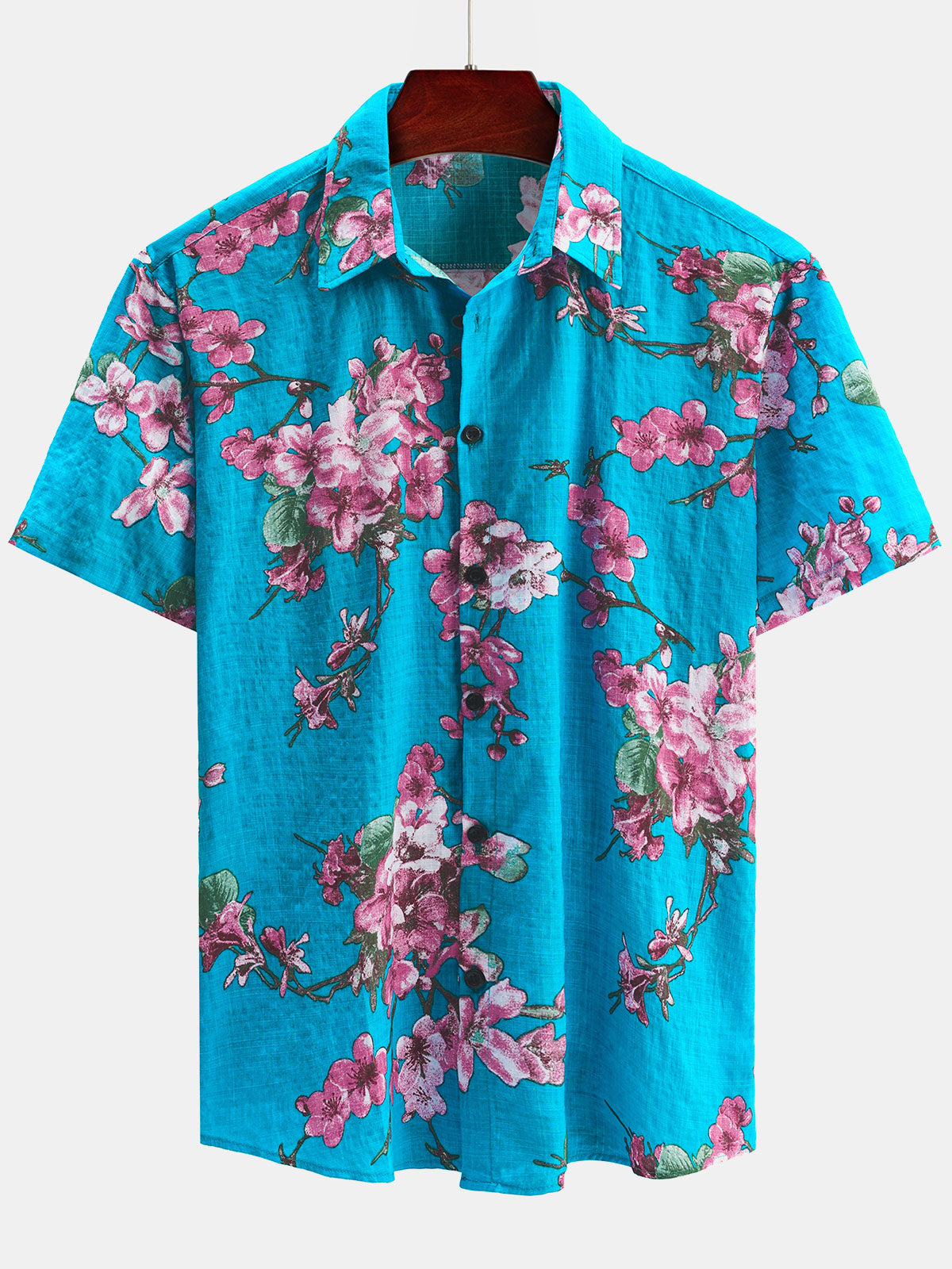 Men's Summer Breathable Cotton Floral Holiday Short Sleeve Hawaiian Shirt