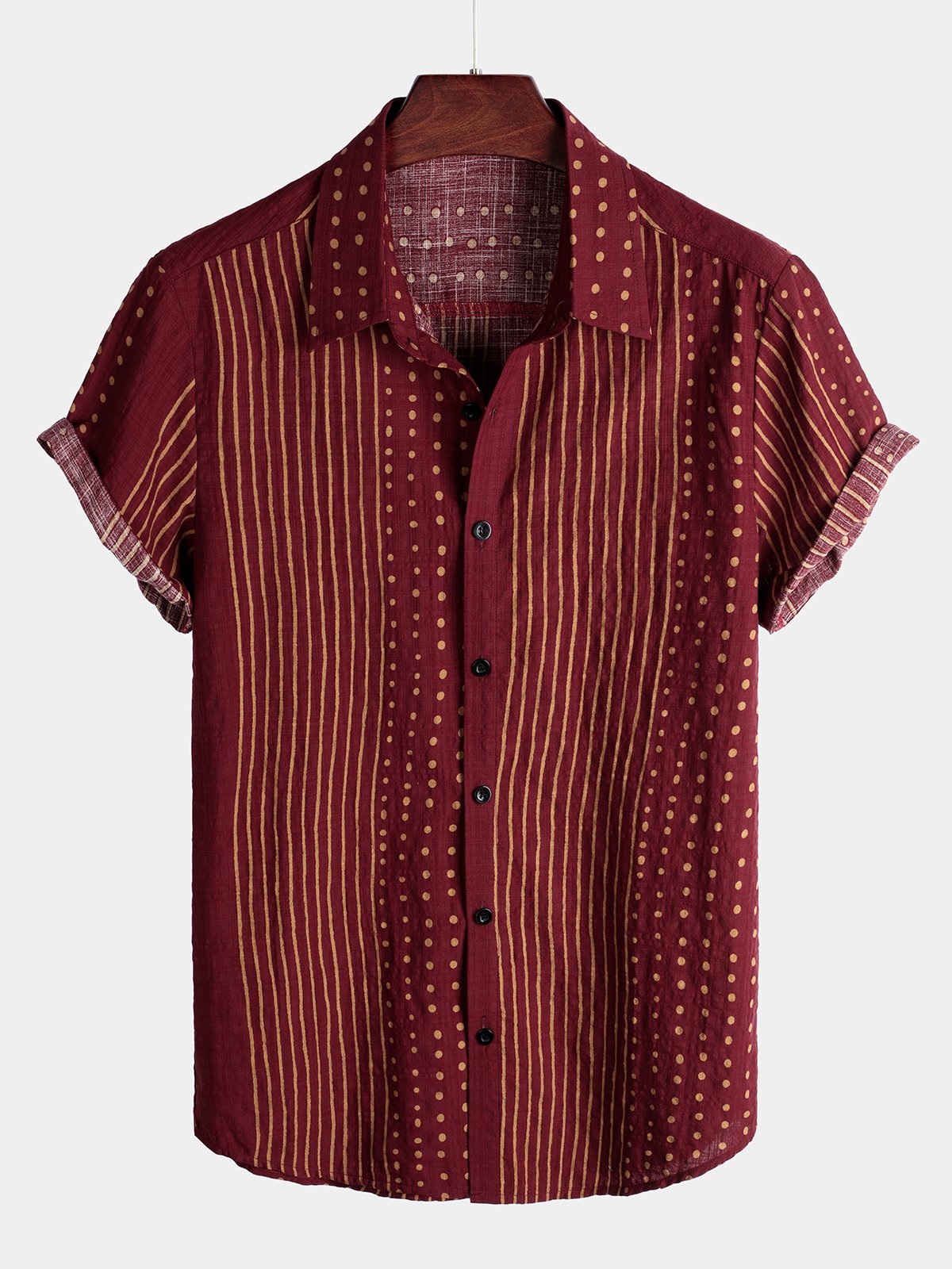 Men's Breathable Cotton Short Sleeve Striped Shirt