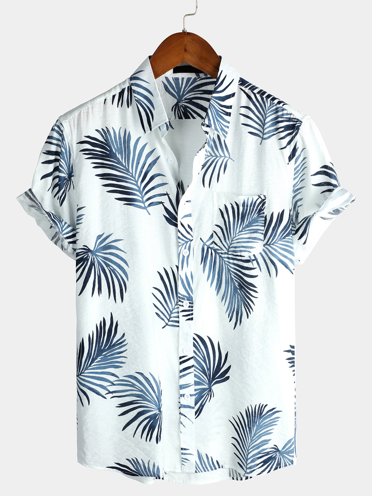Men's Floral Holiday Cotton Cruise Summer Palm Tree Hawaiian Shirt