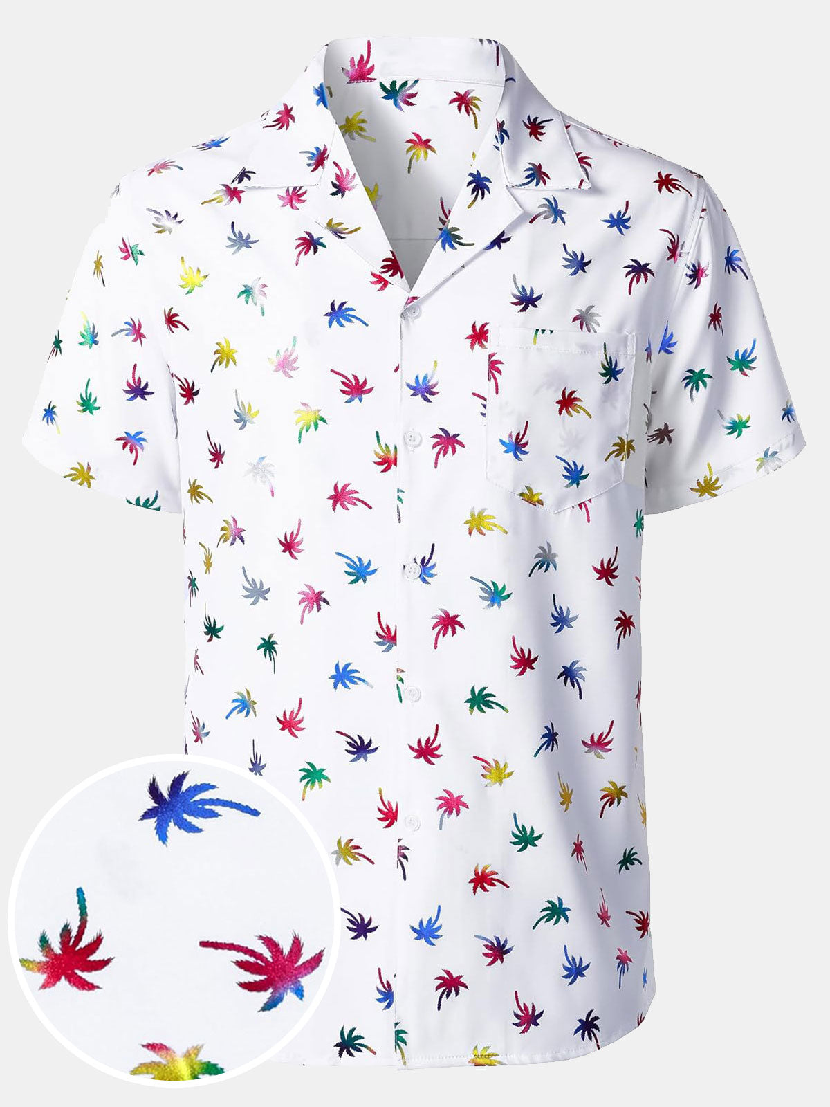 Men's Tropical Colorful Print Cuban Collar Short Sleeve Shirt