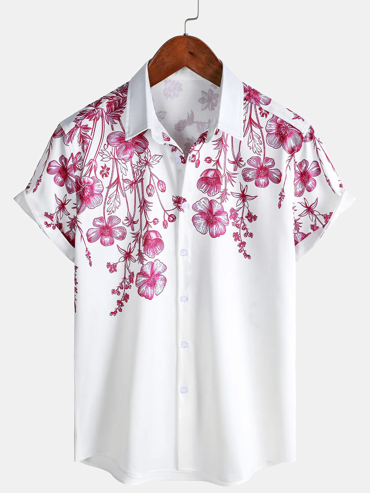Men's Floral Print Hawaiian Cruise Vacation Short Sleeve Shirt