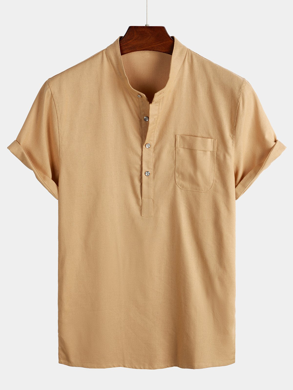 Men's Breathable Linen Cotton Short Sleeve Shirt